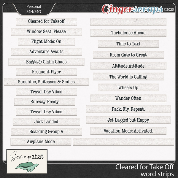 Cleared for Take off Word Strips by ScrapChat Designs