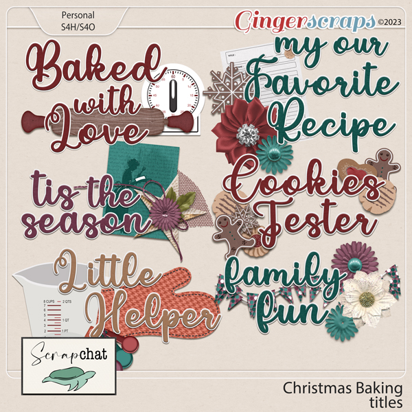 Christmas Baking Titles by ScrapChat Designs