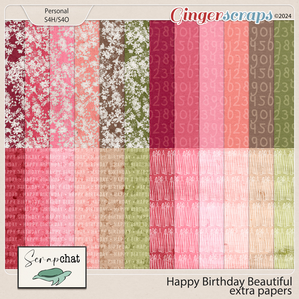 Happy Birthday Beautiful Extra Papers by ScrapChat Designs