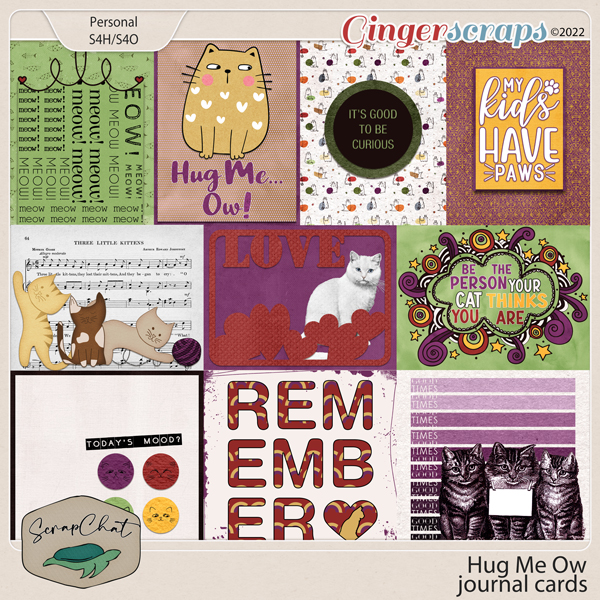 Hug Me Ow Journal Cards by ScrapChat Designs