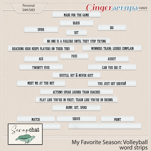 My Favorite Season Volleyball Word Strips by ScrapChat Designs
