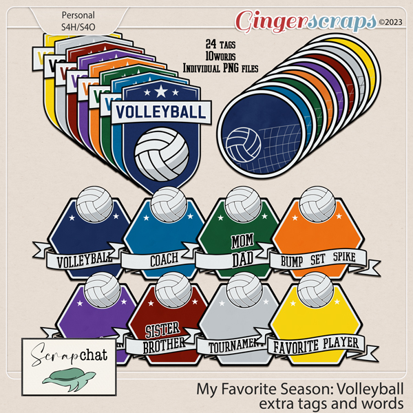 My Favorite Season Volleyball Tags and Words by ScrapChat Designs
