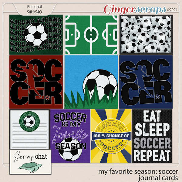 My Favorite Season Soccer Journal Cards by ScrapChat Designs