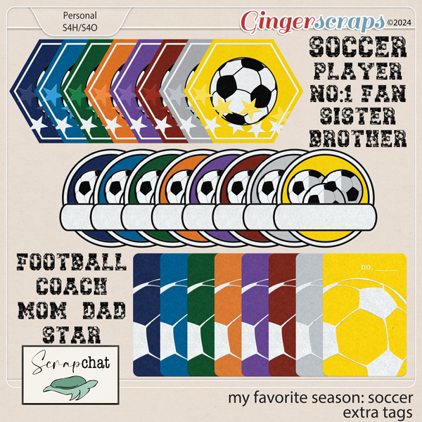 My Favorite Season Soccer Tags and Words by ScrapChat Designs