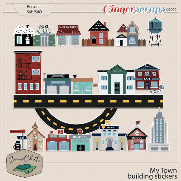My Town Building Stickers by ScrapChat Designs