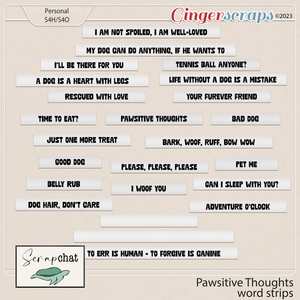 Pawsitive Thoughts Word Strips by ScrapChat Designs