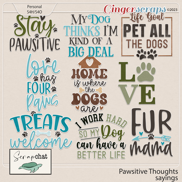 Pawsitive Thoughts Sayings by ScrapChat Designs