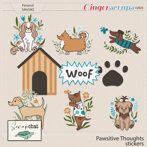 Pawsitive Thoughts Stickers by ScrapChat Designs
