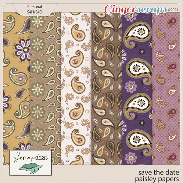 Save The Date Paisley Papers by ScrapChat Designs