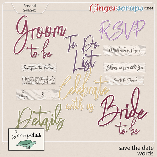 Save The Date Words and Word Strips by ScrapChat Designs