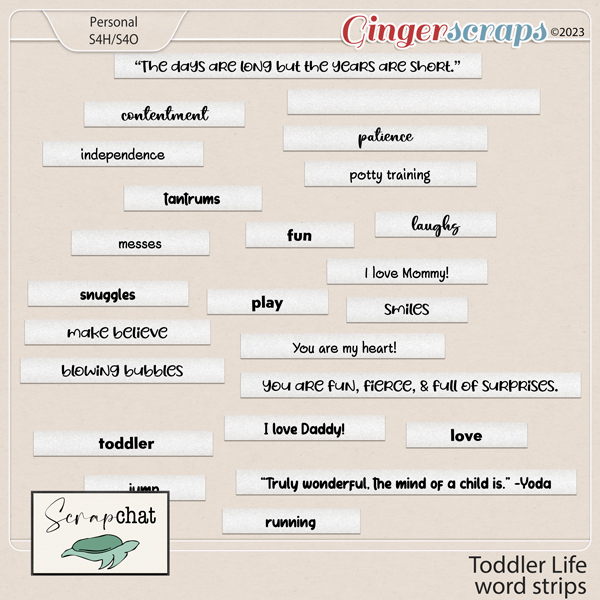 Toddler Life Word Strips by ScrapChat Designs