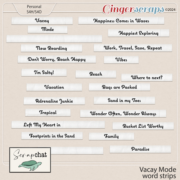 Vacay Mode Word Strips by ScrapChat Designs