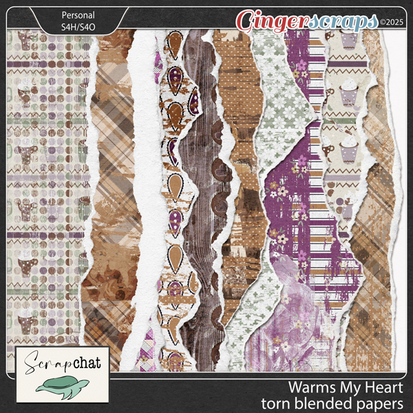 Warms My Heart Torn Blended Papers by ScrapChat Designs