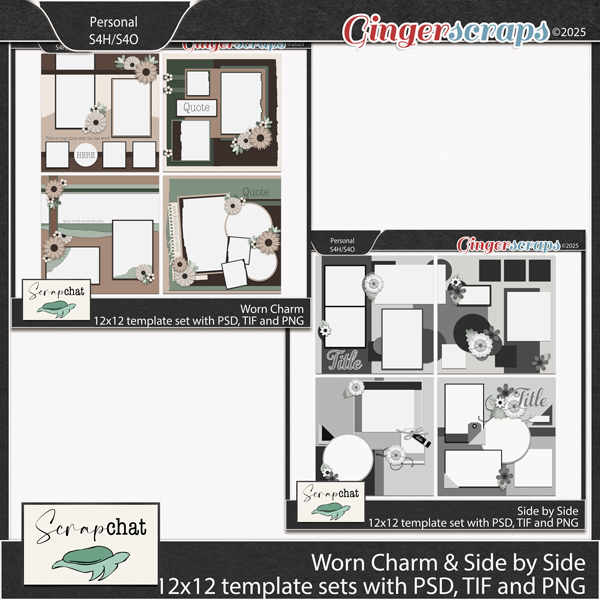 Worn Charm and Side by Side Template Sets by ScrapChat Designs