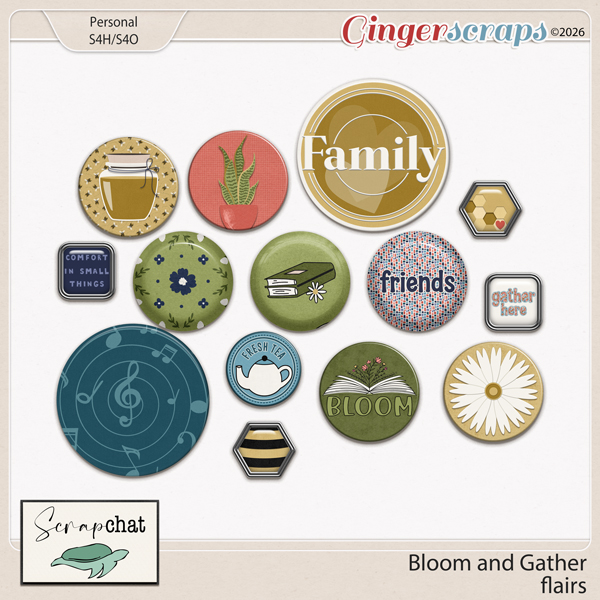 Bloom and Gather Flairs by ScrapChat Designs