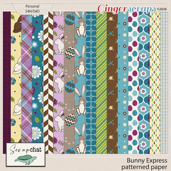Bunny Express Patterned Papers by ScrapChat Designs