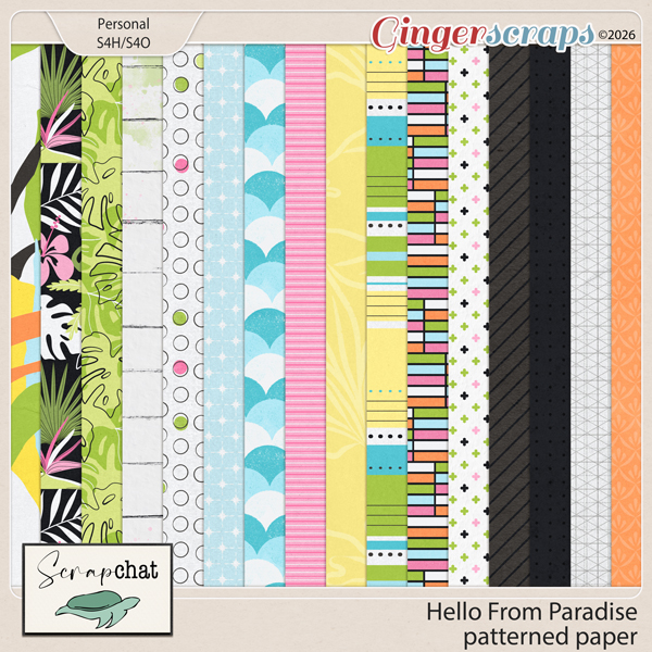 Hello from Paradise Patterned Papers by ScrapChat Designs