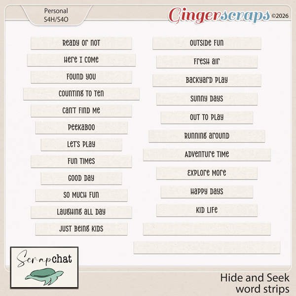 Hide and Seek Word Strips by ScrapChat Designs