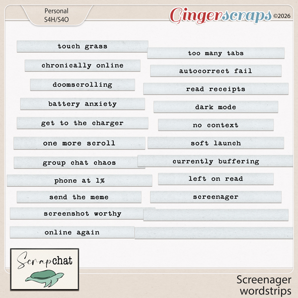 Screenager Word Strips by ScrapChat Designs