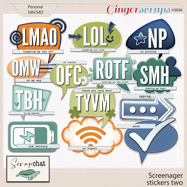 Screenager Stickers Two by ScrapChat Designs