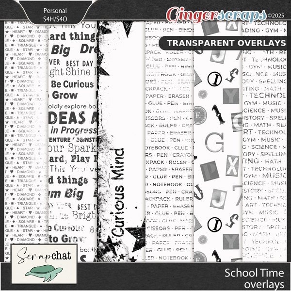 School Time Transparent Overlays by ScrapChat Designs