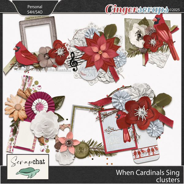 When Cardinals Sing Clusters by ScrapChat Designs