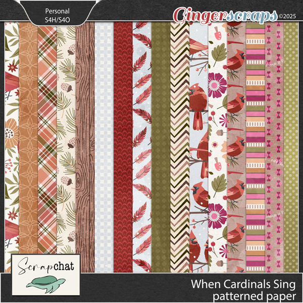 When Cardinals Sing Patterned Papers by ScrapChat Designs