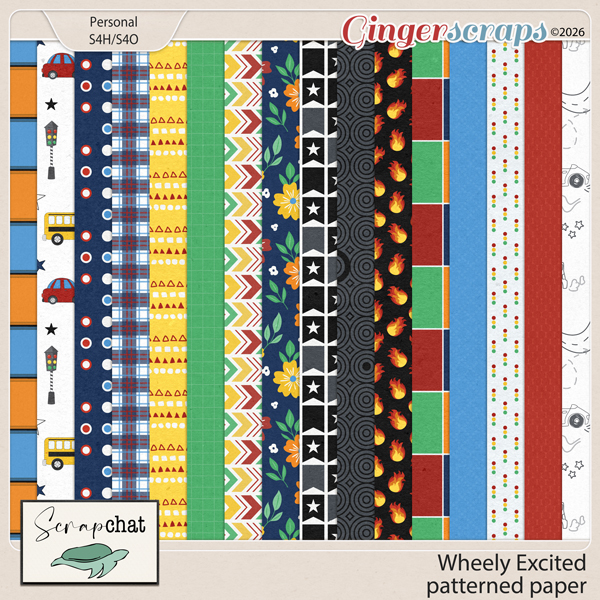 Wheely Excited Patterned Papers by ScrapChat Designs