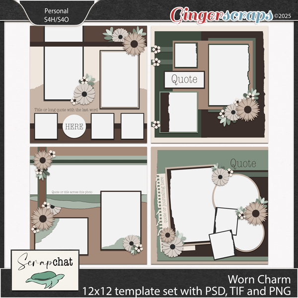 Worn Charm Template Set by ScrapChat Designs
