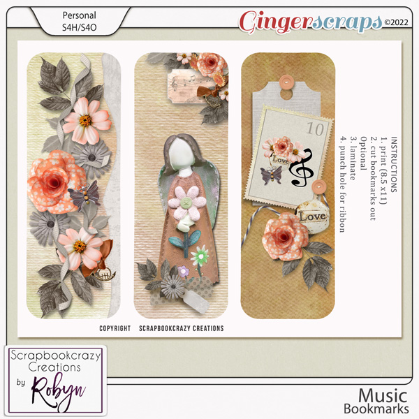 Music printable Bookmarks by Scrapbookcrazy Creations