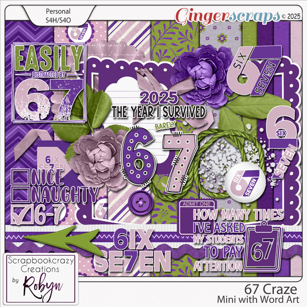 67 Craze Mini Kit with Word Art by Scrapbookcrazy Creations