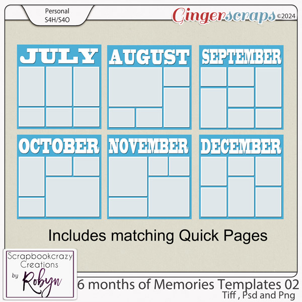 6 Months of Memories Template Set 02 by Scrapbookcrazy Creations
