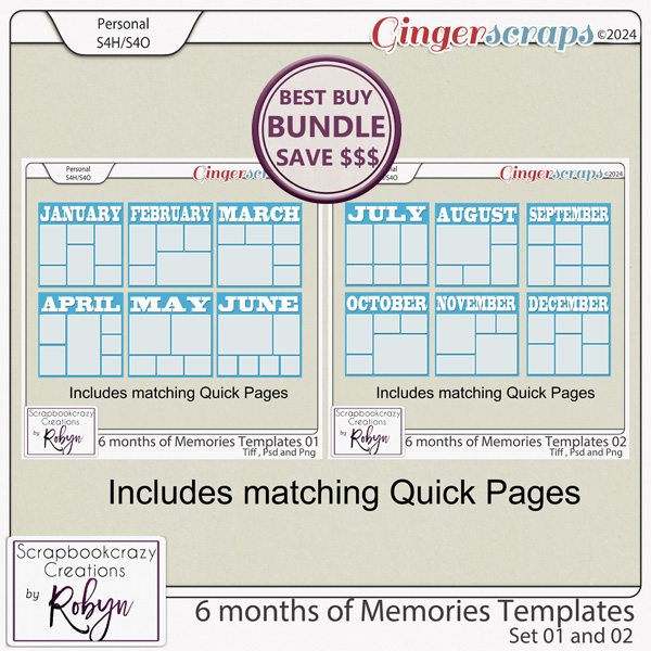 6 Months of Memories Template Duo by Scrapbookcrazy Creations