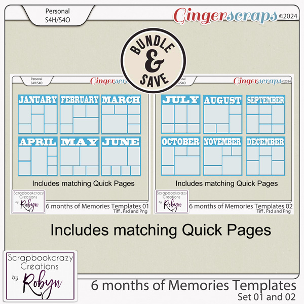 6 Months of Memories Template Duo by Scrapbookcrazy Creations