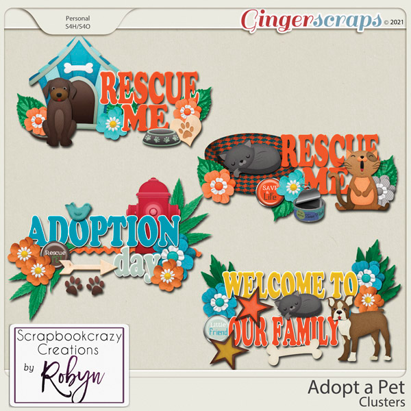 Adopt a pet Clusters by Scrapbookcrazy Creations