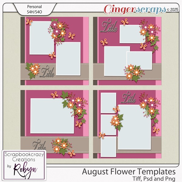 August Flower Templates by Scrapbookcrazy Creations