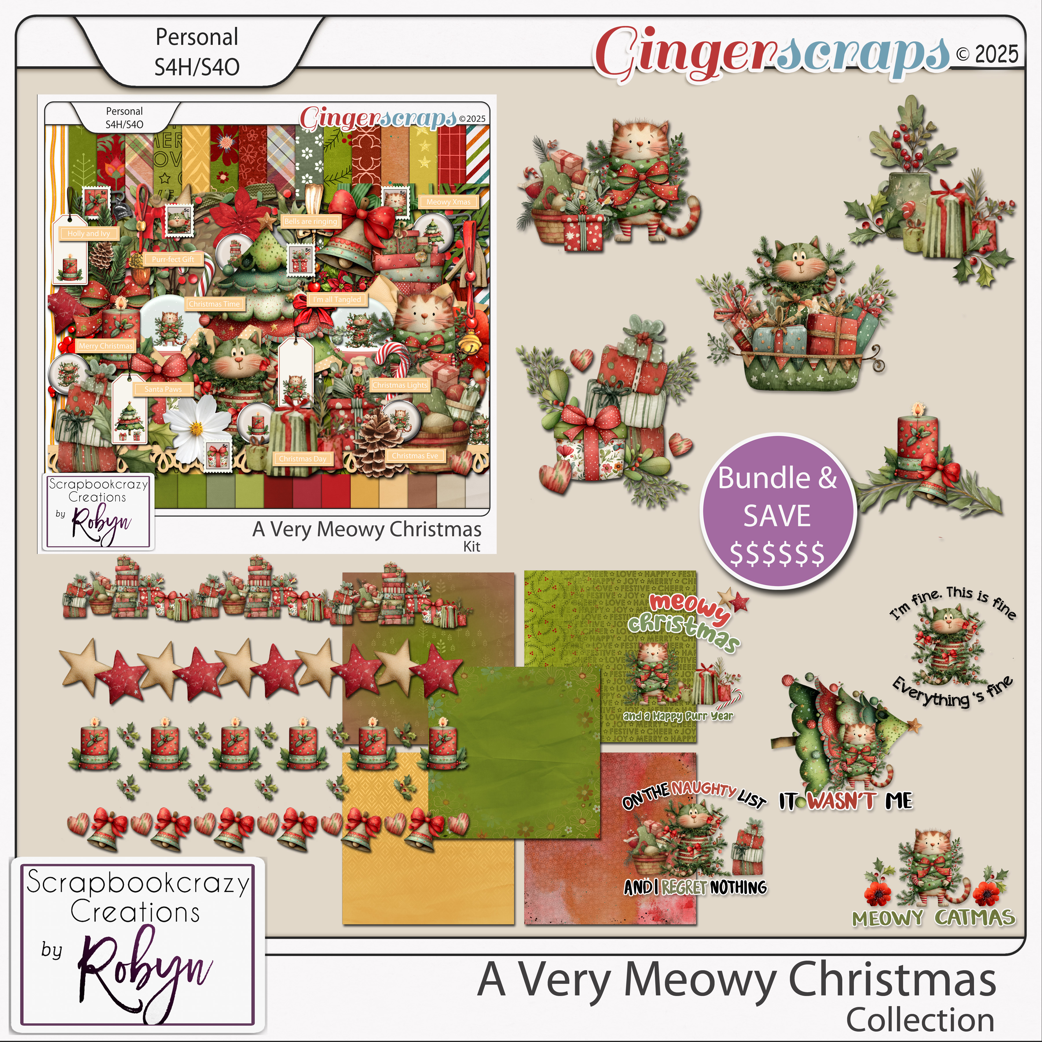 A Very Meowy Christmas Collection by Scrapbookcrazy Creations