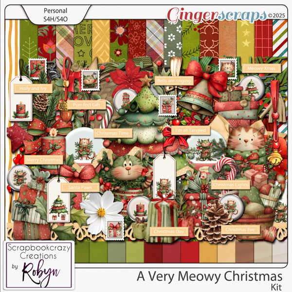 A Very Meowy Christmas Kit by Scrapbookcrazy Creations