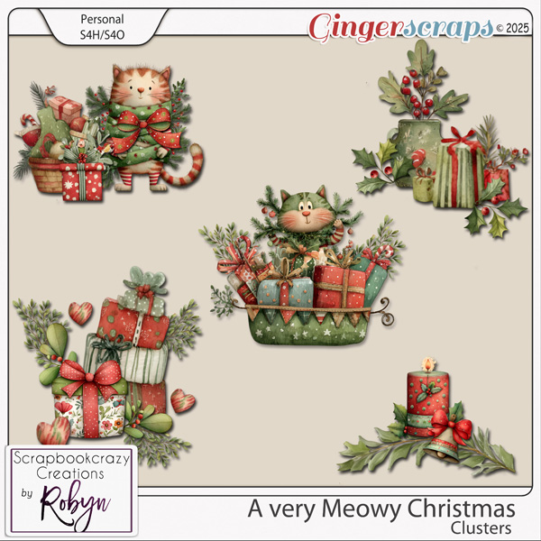 A Very Meowy Christmas Clusters by Scrapbookcrazy Creations