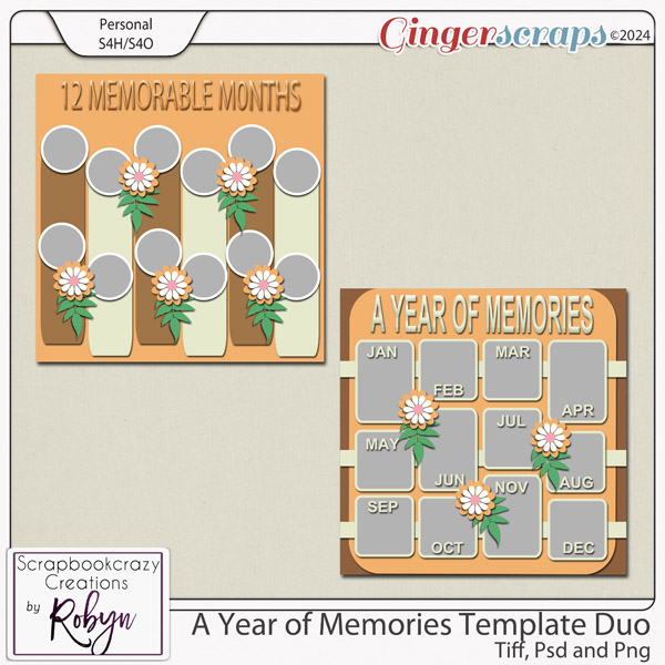 A Year of Memories Template Duo by Scrapbookcrazy Creations
