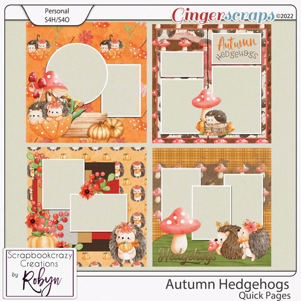 Autumn Hedgehogs Quick Pages by Scrapbookcrazy Creations