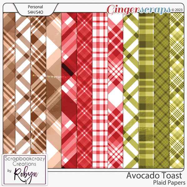 Avocado Toast Plaid Papers by Scrapbookcrazy Creations