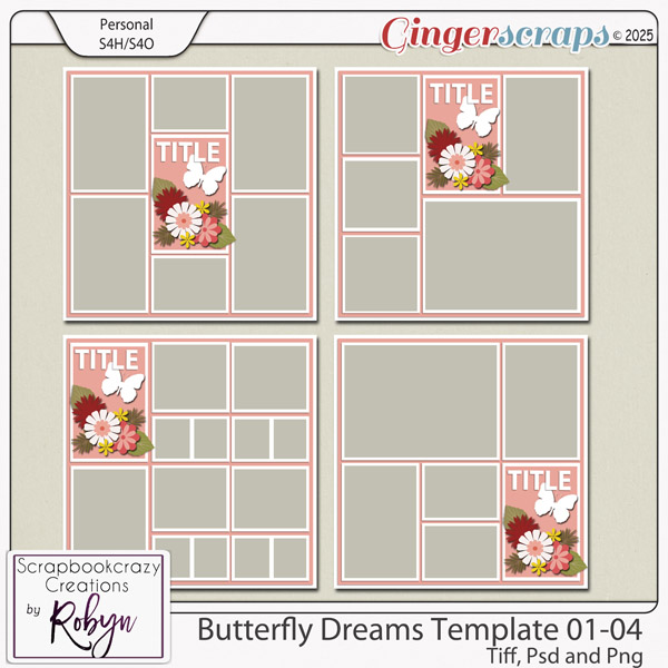 Butterfly Dreams Templates 01-04 by Scrapbookcrazy Creations
