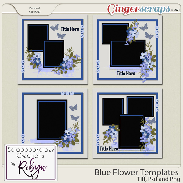 Blue Flower Templates by Scrapbookcrazy Creations