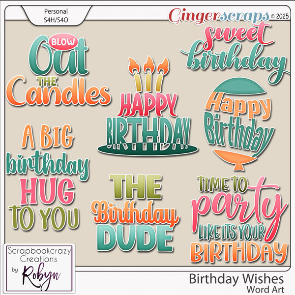 Birthday Wishes Word Art by Scrapbookcrazy Creations