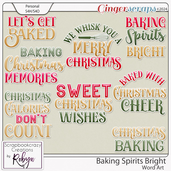 Baking Spirits Bright Word Art by Scrapbookcrazy Creations