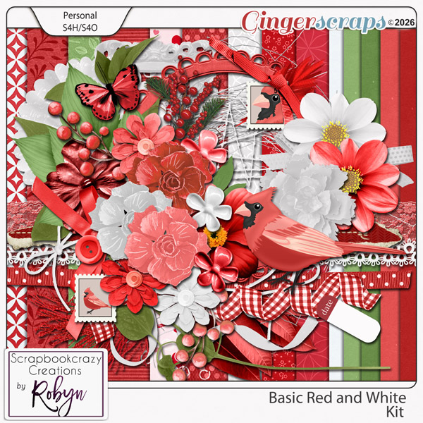 Basic Red and White Kit by Scrapbookcrazy Creations