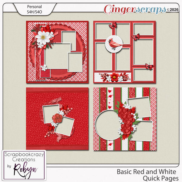 Basic Red and White Quick Pages by Scrapbookcrazy Creations