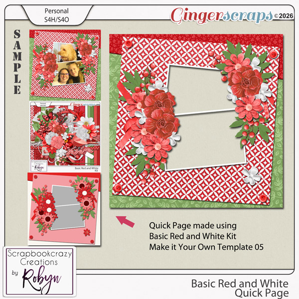 Basic Red and White Quick Page 05 by Scrapbookcrazy Creations