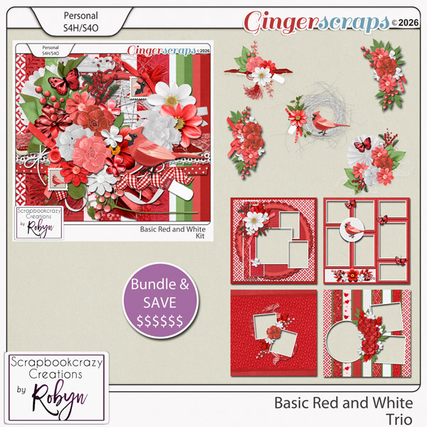 Basic Red and White Trio by Scrapbookcrazy Creations